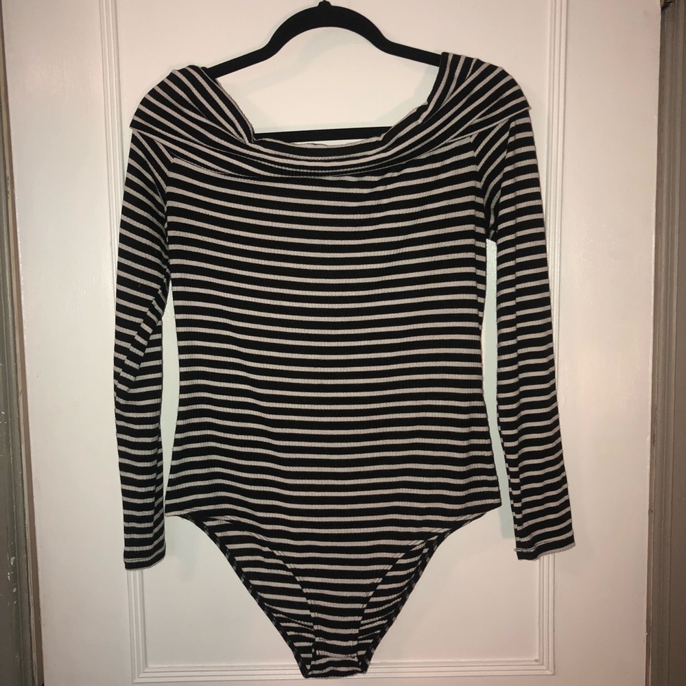 Daytrip (Buckle) Off Shoulder Striped Bodysuit